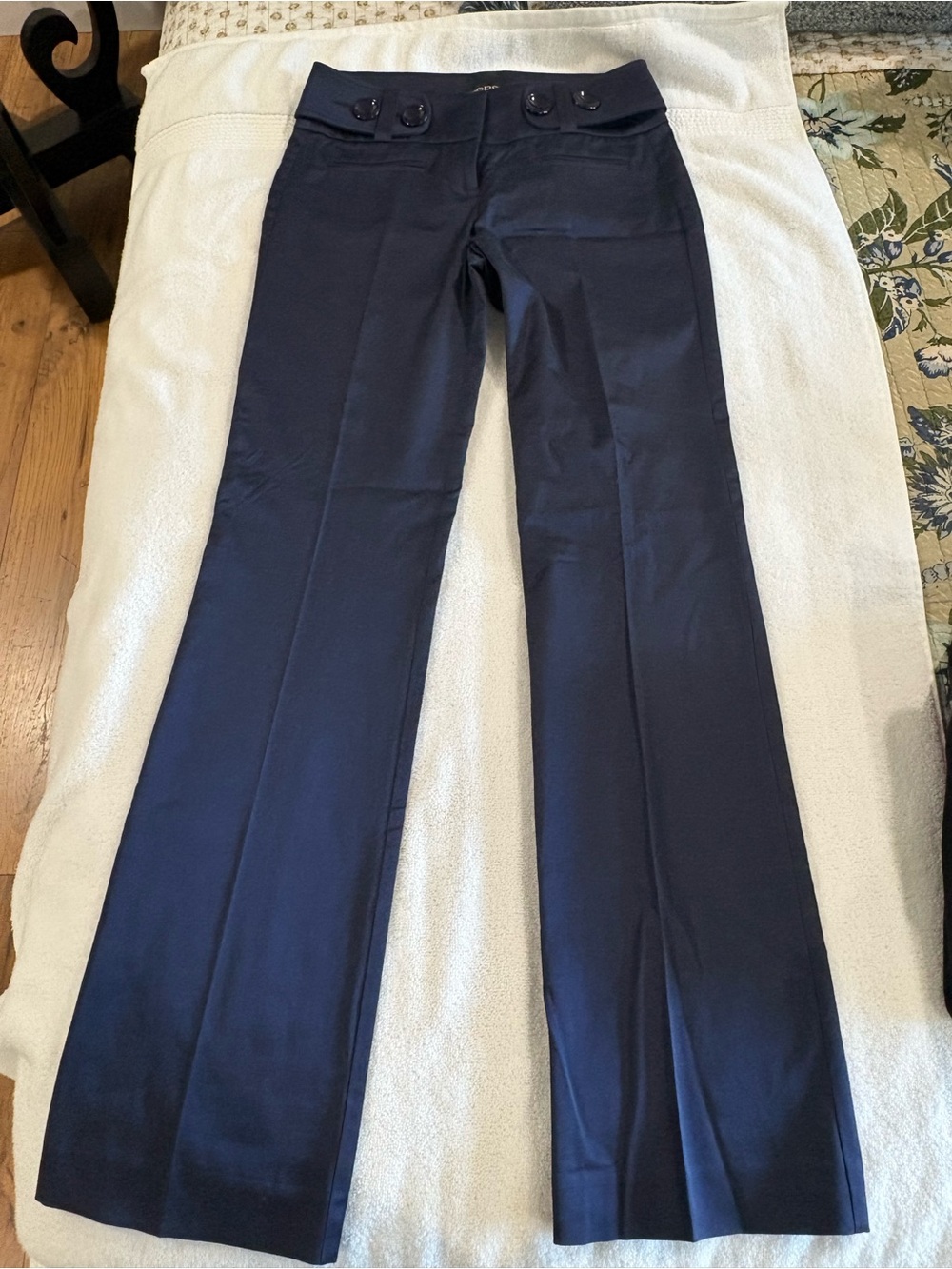 bebe Navy Wide-Leg Sailor Button Pants